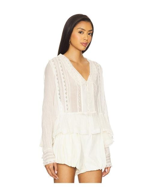 Free People White Elodie Blouse