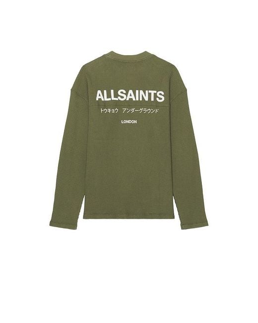 AllSaints Green Crypt Long Sleeve Crewneck T-Shirt for men