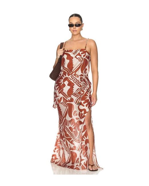 L'academie Red Caila Maxi Skirt