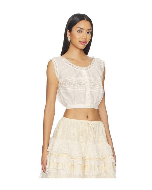 YUHAN WANG Natural Lace Trim Button Blouse