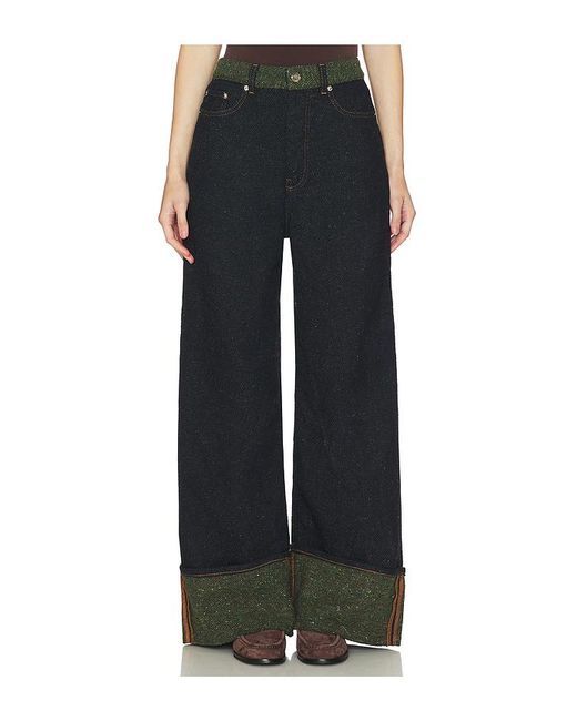 Printed Flock Denim Baggy Jeans main image 1