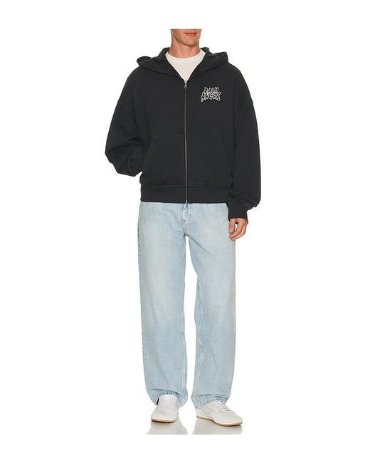 Palm Angels Black Palm Leaf Zipped Loose Hoodie for men