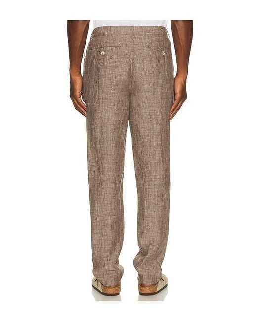 Onia Natural Linen Tapered Pleated Trouser for men