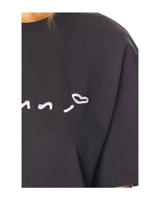 Ganni Black Heavy Cotton Jersey Relaxed Fit T-Shirt
