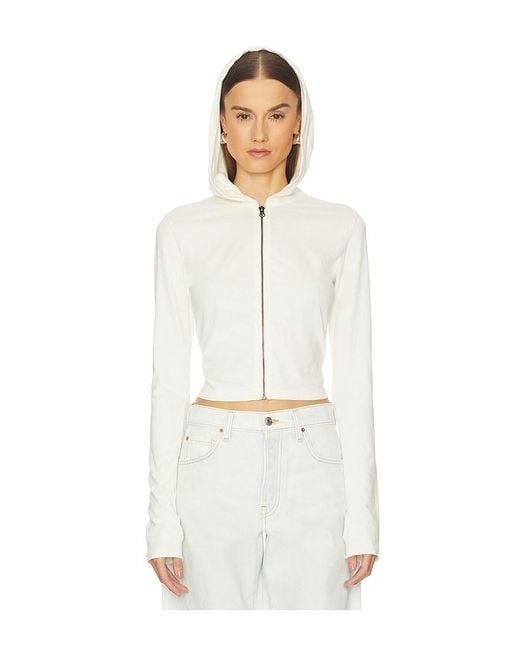 GRLFRND White Shrunken Zip Hoodie