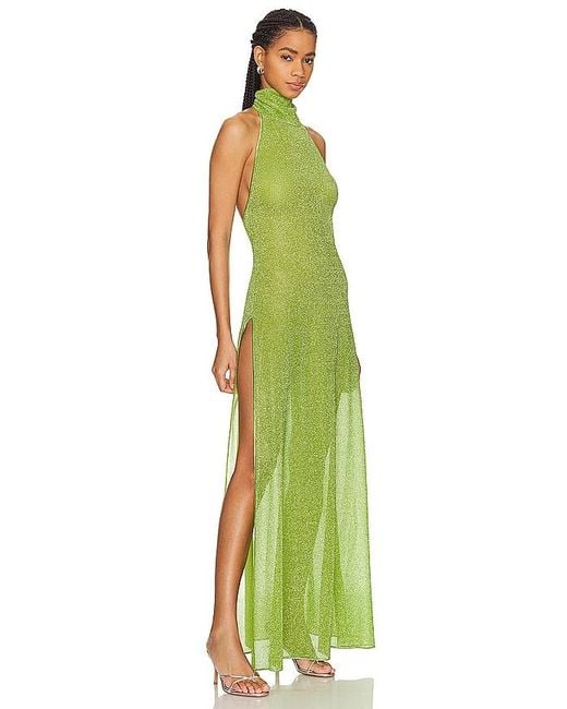Oseree Green Lumiere Turtleneck Dress