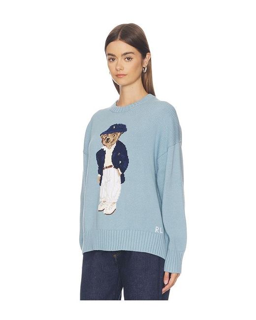 Polo Ralph Lauren Blue Cotton Bear Crew Neck Pullover