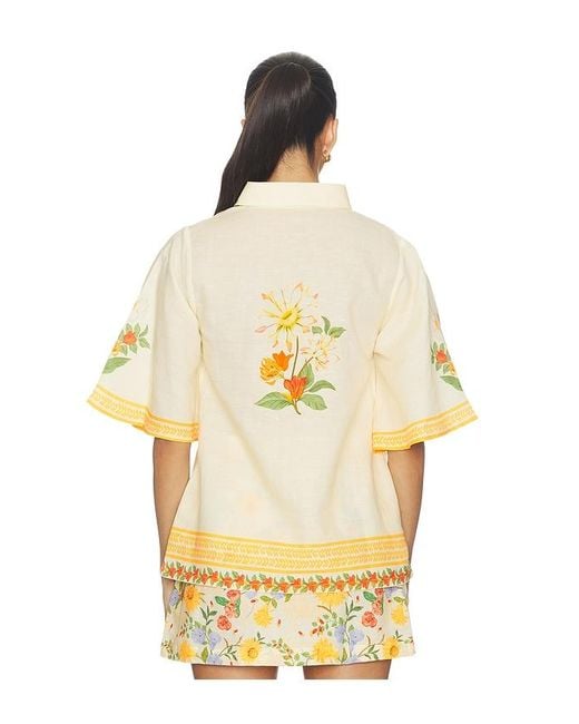 VERANDAH Yellow Floral Bell Sleeve Shirt