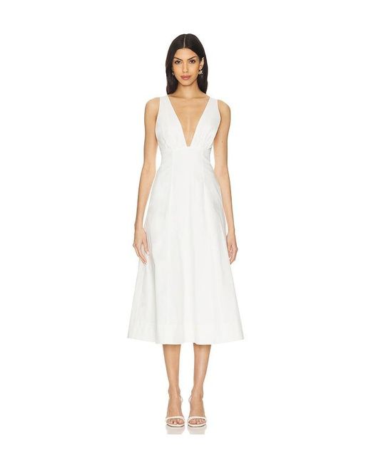 LPA White Brooke Midi Dress