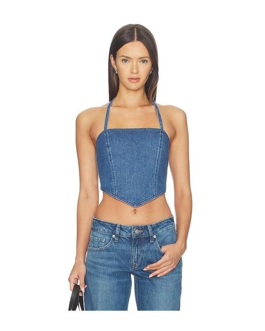 GOOD AMERICAN Blue Denim Recess Top