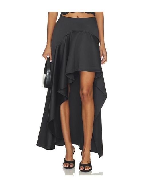 AKNVAS Black Alana Draped Satin Skirt