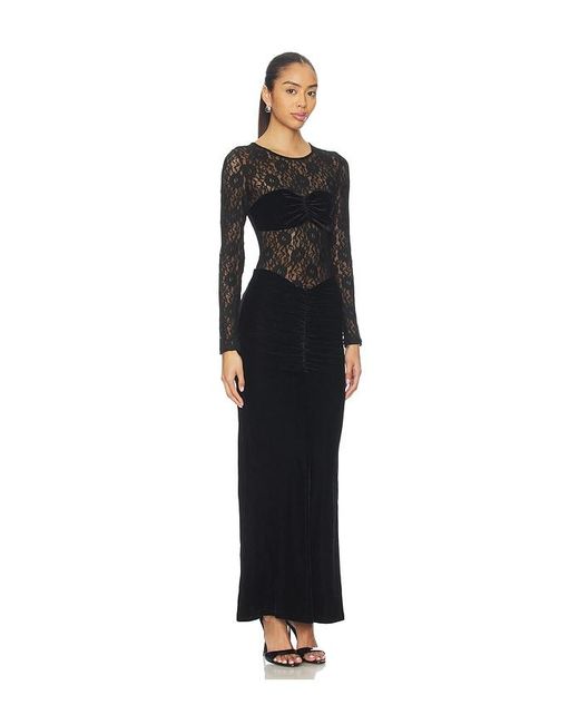 Bardot Black Helenie Velour Lace Maxi Dress