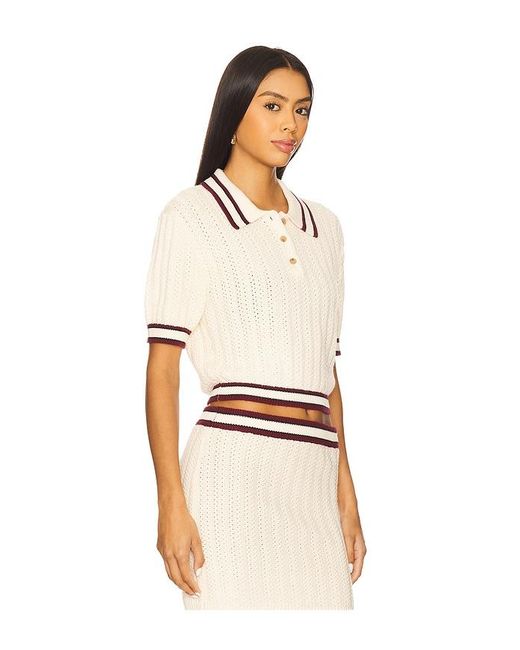 Lovers + Friends Natural Remy Pointelle Polo Top