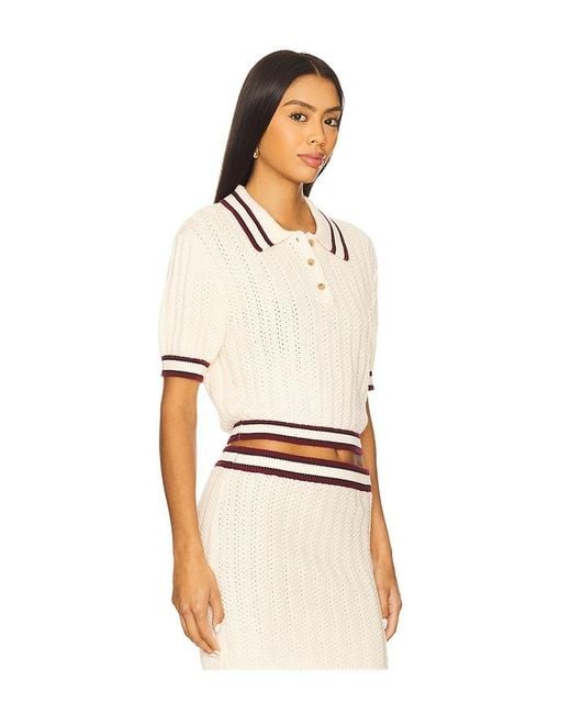 Lovers + Friends Natural Remy Pointelle Polo Top