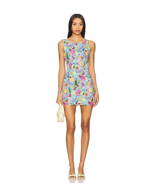 For Love & Lemons Ciao ビーズ装飾ミニドレス Blue