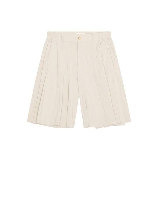 Feng Chen Wang Natural Irregular Pleats Shorts for men