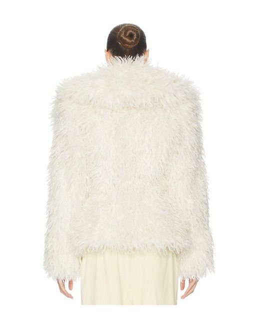 Helsa Natural Dramatic Collar Faux Shearling Jacket