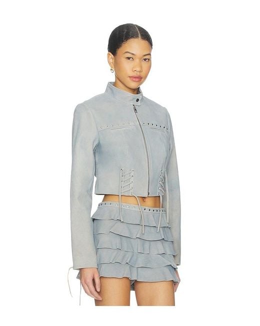 Lamarque White X Revolve Silvina Suede Biker Jacket