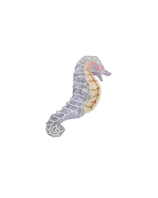 Solar Eclipse White Hand-Painted Seahorse Claw Hair Clip
