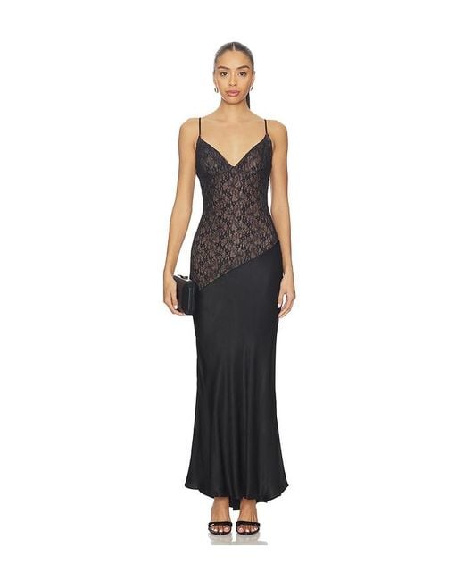Bardot Black Aralia Lace Satin Maxi Dress