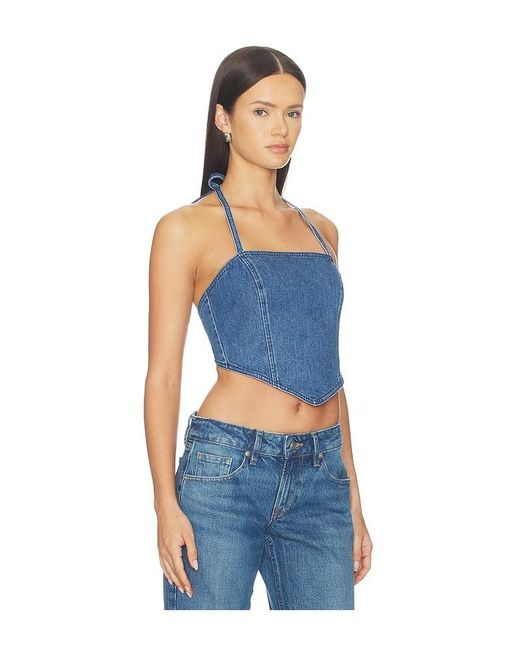 GOOD AMERICAN Blue Denim Recess Top