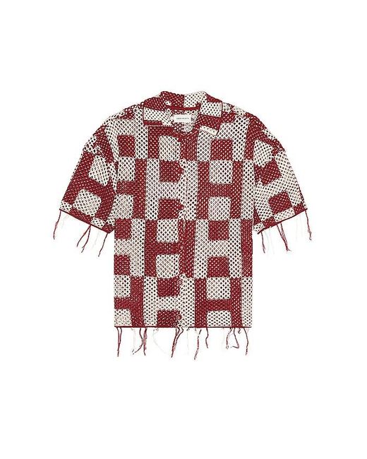 Honor The Gift Red A-spring Unisex Crochet Button Down Shirt for men