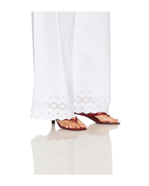 Helsa White The Summer Pant With Vintage Swiss Embroidery