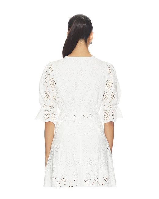 FRAME White The Deco Eyelet Tiered Blouse