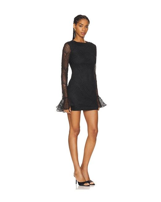 ROTATE BIRGER CHRISTENSEN Black Shiny Mini Flounce Dress