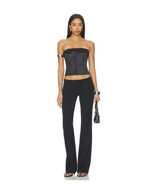 GUIZIO Black Jean Lace Trim Satin Corset