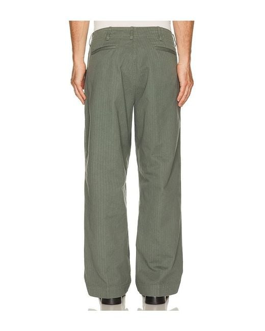 Beams Plus Green Mil Trousers Herringbone for men