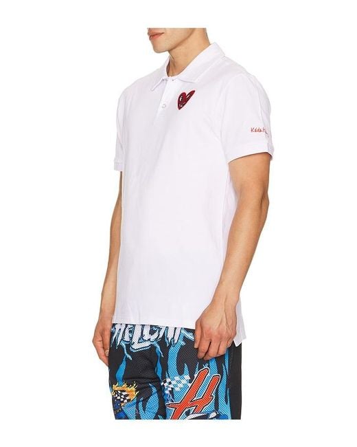 Reason White Keith Haring Heart Polo for men