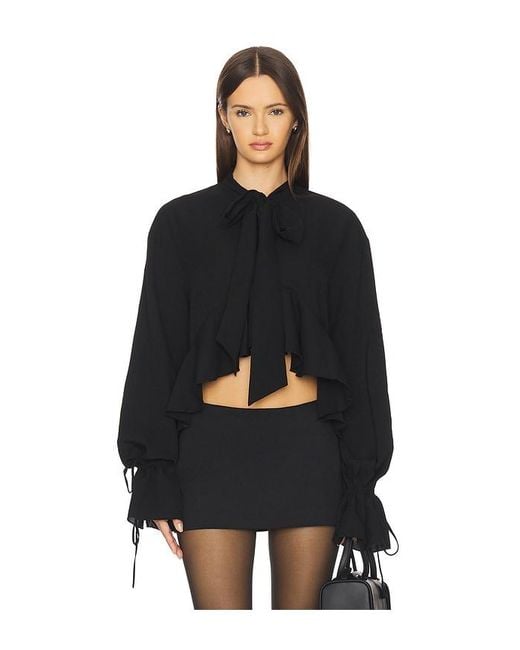 MORE TO COME Black Hope Tie Front Blouse