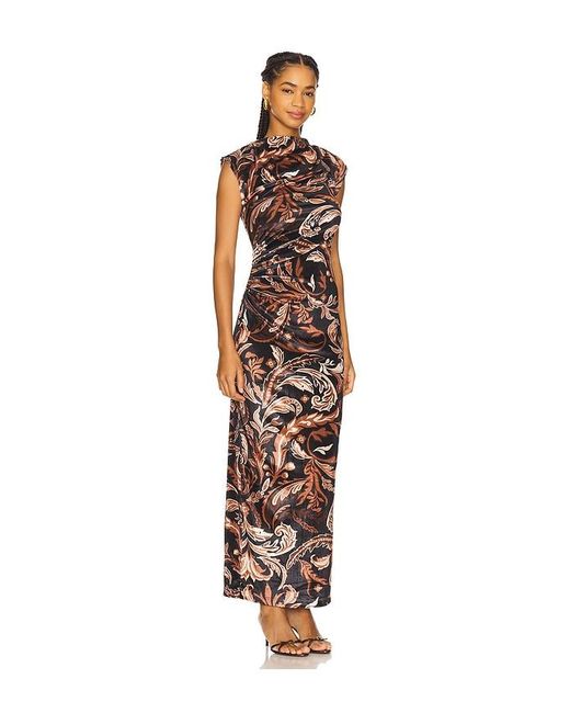 Hemant & Nandita Brown Mock Neck Midi Dress