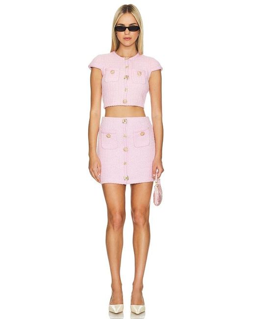 Self-Portrait Pink Jewel Button Knit Mini Skirt