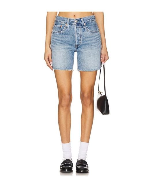 Levi's Blue 501 Mid Thigh Low Waist Short
