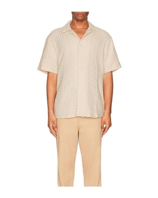 Oas White Ecru Cuba Waffle Shirt for men
