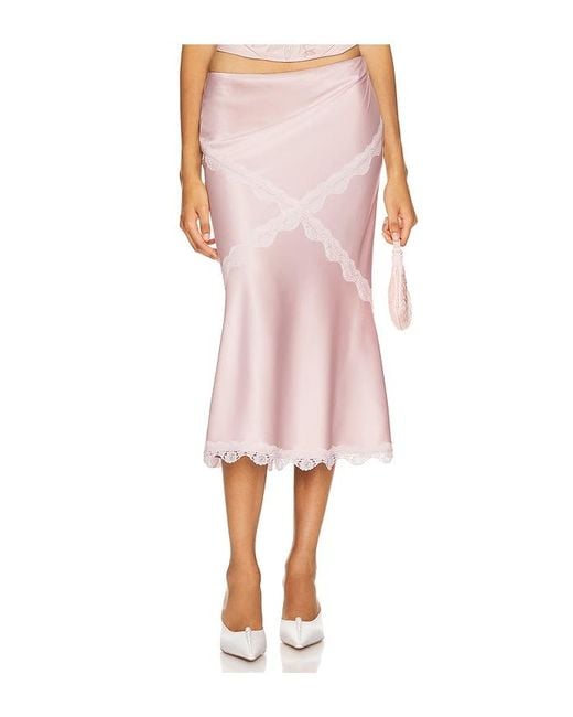 LOBA Pink Rosalie Midi Skirt