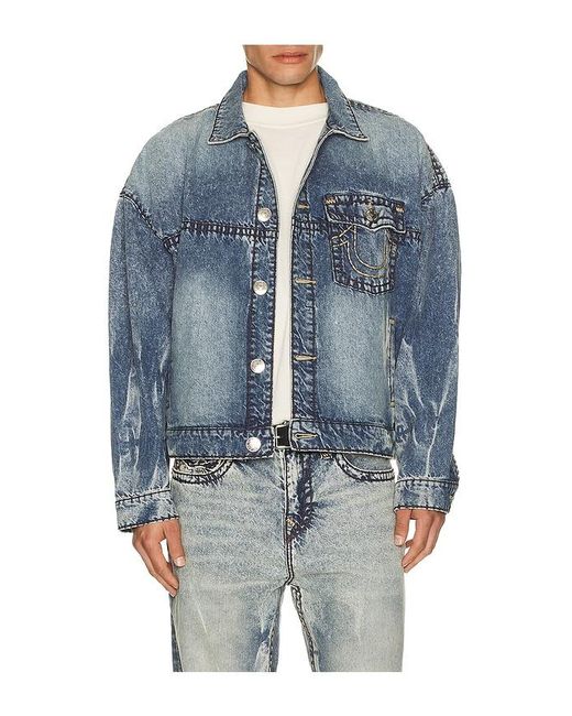 True Religion Blue Super T Cropped Denim Jacket for men