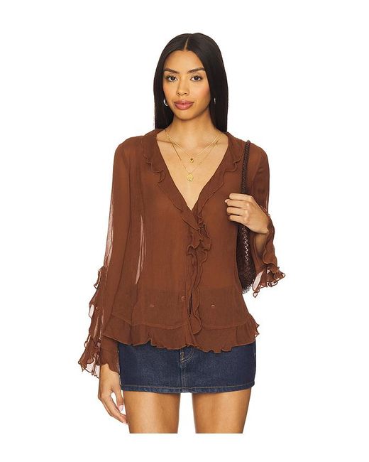 Free People Brown Bali Tulula Chiffon Top