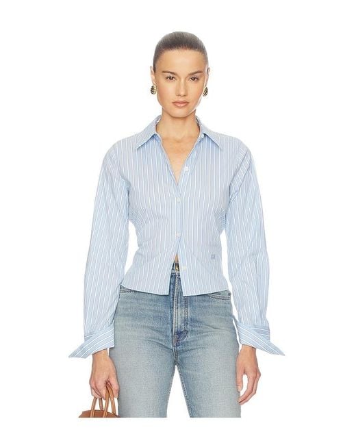 Helsa Blue Stripe Poplin Fitted Shirt