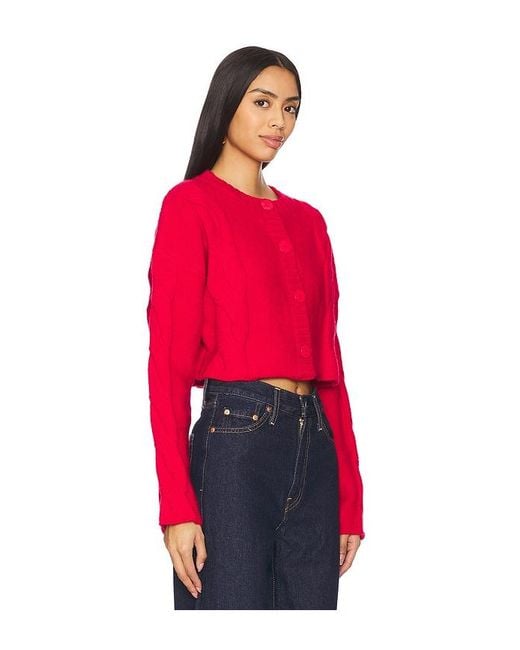 SNDY'S Red Laine Cable Cardigan