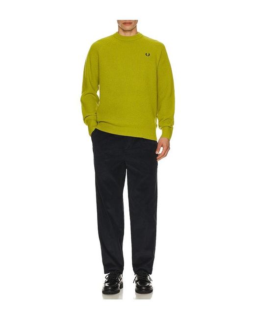 Fred Perry Yellow Lambswool Raglan Jumper for men