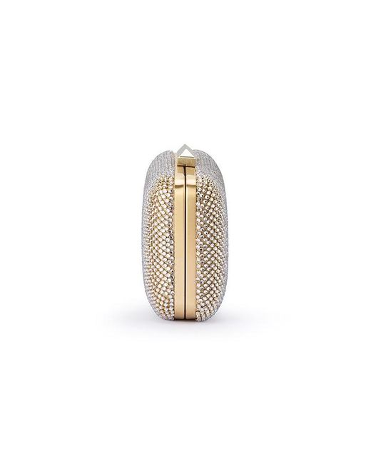 Olga Berg Natural Ronny Crystal Mesh Clutch