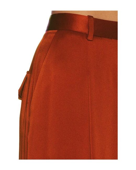 LAPOINTE Red Satin Relaxed Pleated Pant