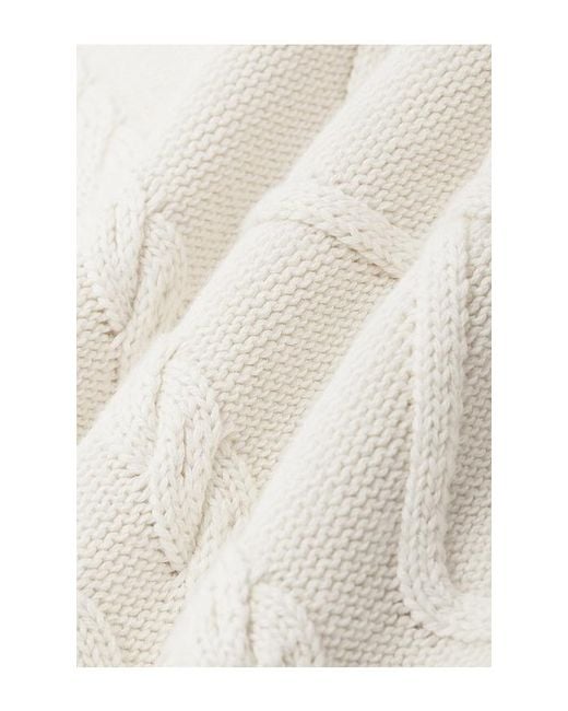 SRG White Amberlyn Roll Neck Cable Sweater