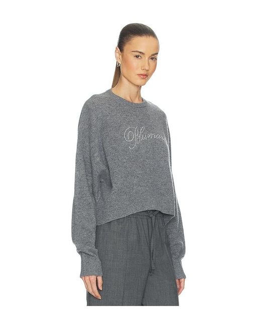 Blumarine Gray Knit Logo Embroidered Pullover