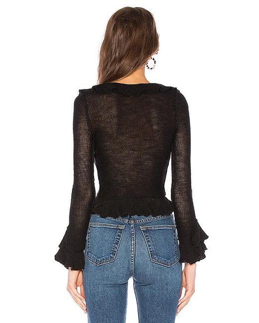 LPA Black Ruffle Sweater Cardigan