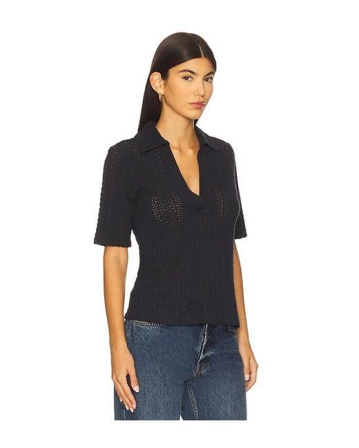 Vince Elbow Sleeve Polo Top Black