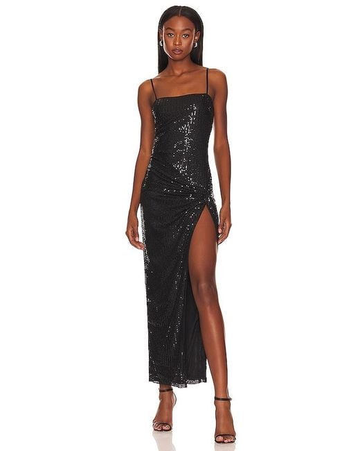 superdown Black Chrissy Slit Maxi Dress